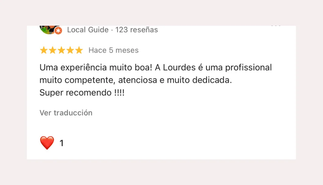Lourdes Estetica em Cascais- Feedback