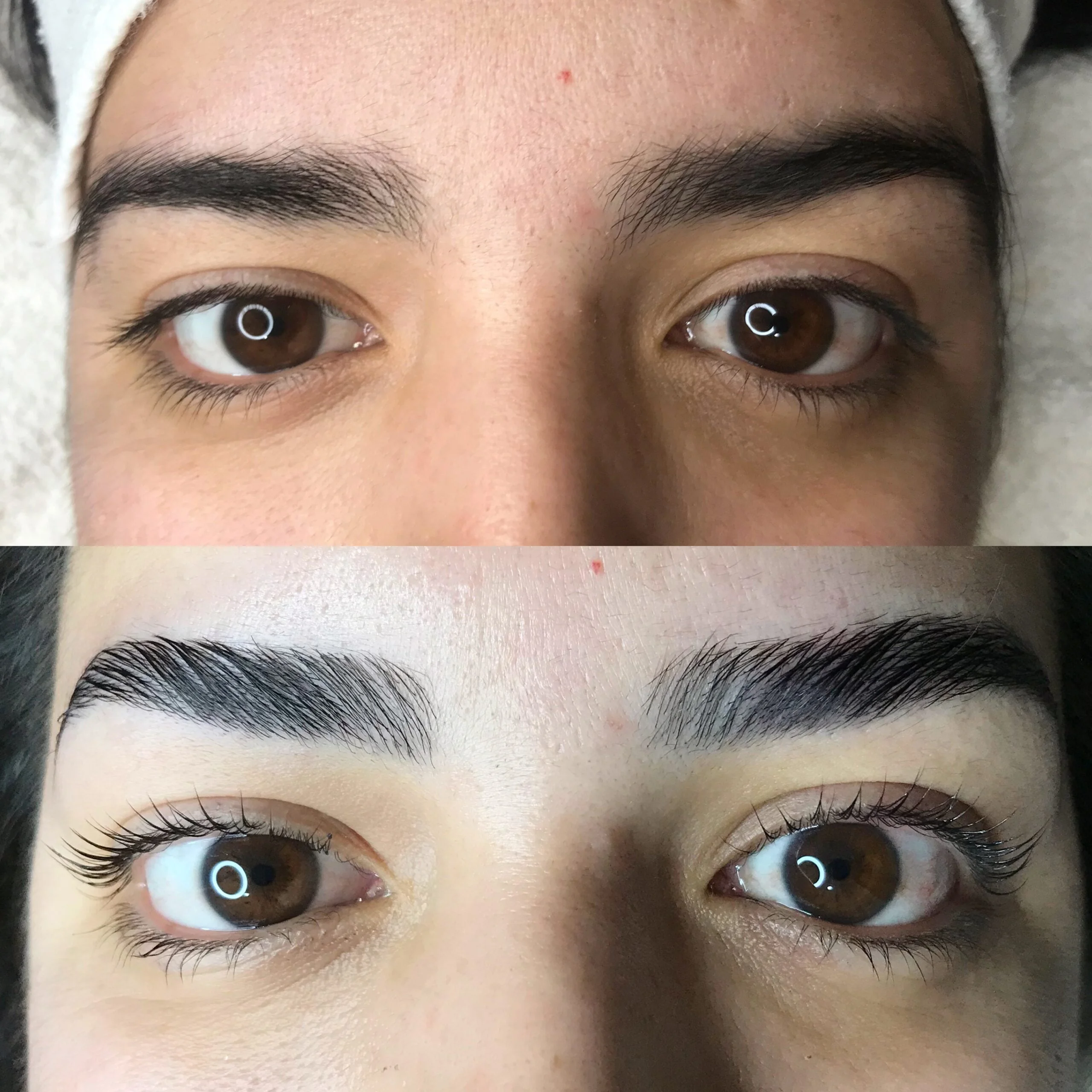 Antes e depois do lifting de pestanas em Cascais - Lourdes Estética